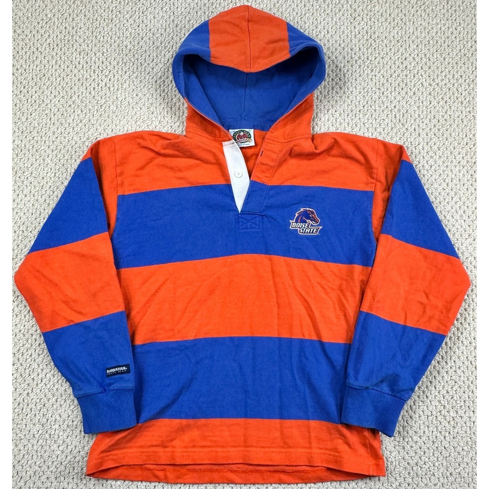 Barbarian Rugby Wear Hoodie Mens M Blue/Orange BSU Broncos Heavy Pullover NCAA